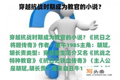 穿越抗战时期成为教官的小说？