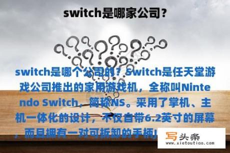 switch是哪家公司？