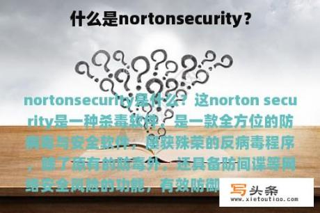 什么是nortonsecurity？