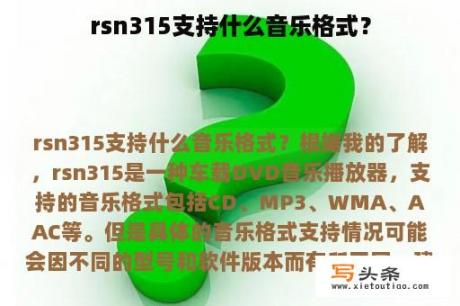 rsn315支持什么音乐格式？