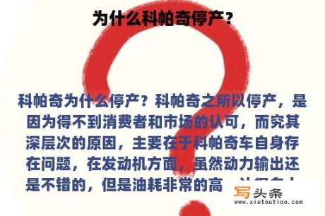 为什么科帕奇停产？