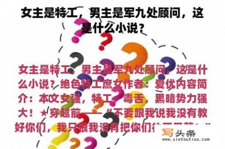 女主是特工，男主是军九处顾问，这是什么小说？