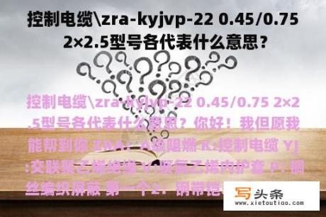 控制电缆\zra-kyjvp-22 0.45/0.75 2×2.5型号各代表什么意思？