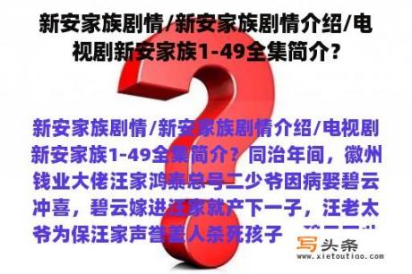 新安家族剧情/新安家族剧情介绍/电视剧新安家族1-49全集简介？