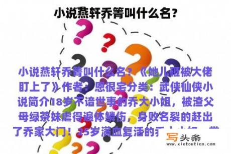 小说燕轩乔箐叫什么名？