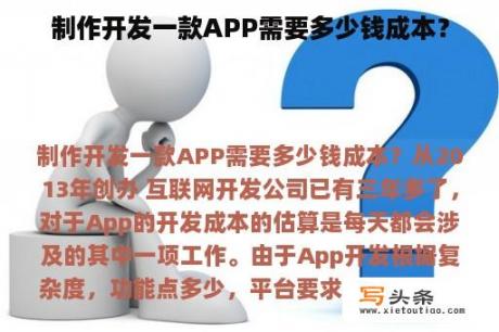 制作开发一款APP需要多少钱成本？