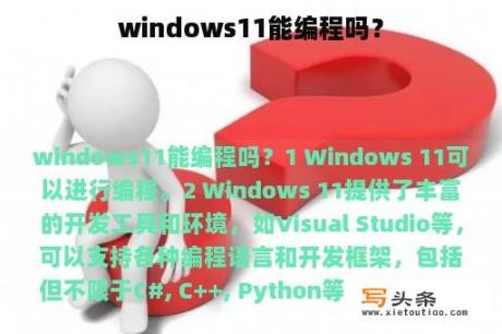 windows11能编程吗？