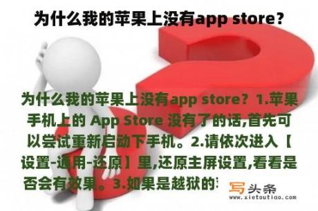 为什么我的苹果上没有app store？