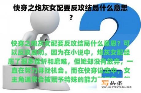 快穿之炮灰女配要反攻结局什么意思？