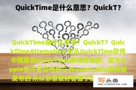 QuickTime是什么意思？QuickT？