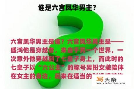 谁是六宫凤华男主？