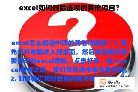 excel如何删除选项的其他项目？