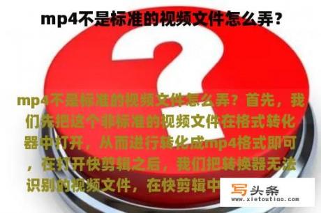 mp4不是标准的视频文件怎么弄？