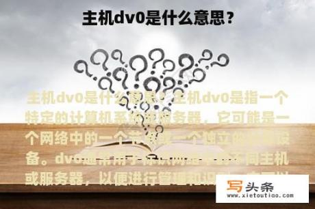 主机dv0是什么意思？