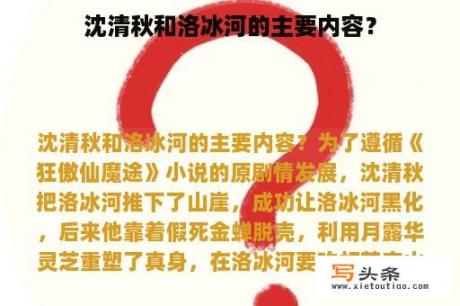 沈清秋和洛冰河的主要内容？