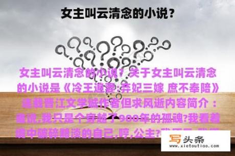 女主叫云清念的小说？