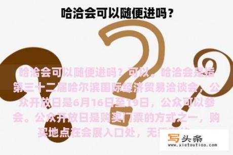 哈洽会可以随便进吗？