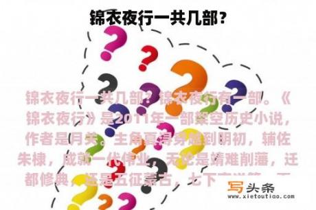 锦衣夜行一共几部？