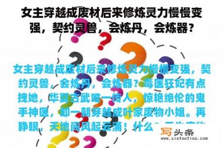 女主穿越成废材后来修炼灵力慢慢变强，契约灵兽，会炼丹，会炼器？