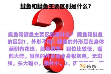 鲢鱼和鳙鱼主要区别是什么？