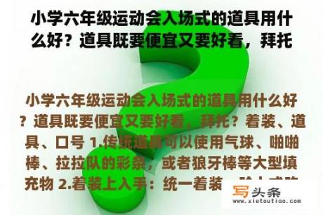 小学六年级运动会入场式的道具用什么好？道具既要便宜又要好看，拜托？