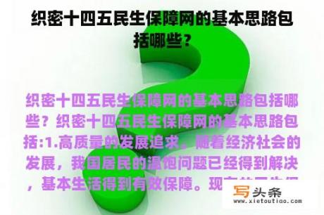 织密十四五民生保障网的基本思路包括哪些？