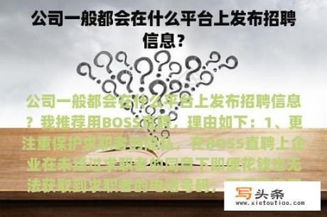 公司一般都会在什么平台上发布招聘信息？