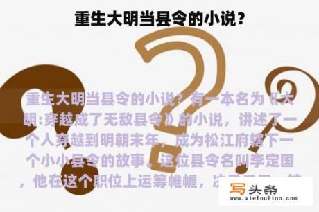 重生大明当县令的小说？