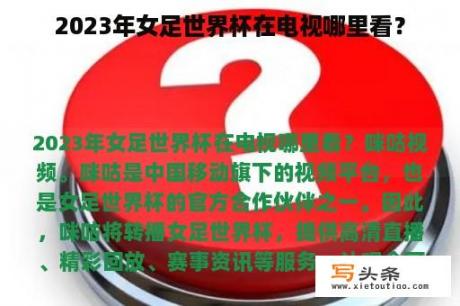 2023年女足世界杯在电视哪里看？