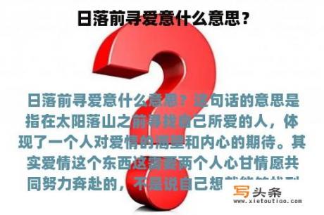 日落前寻爱意什么意思？