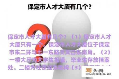 保定市人才大厦有几个？