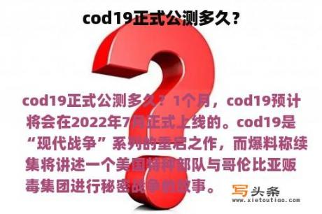 cod19正式公测多久？