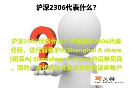 沪深2306代表什么？