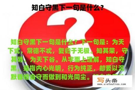 知白守黑下一句是什么？