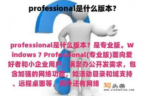 professional是什么版本？