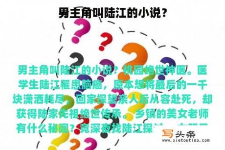 男主角叫陆江的小说？