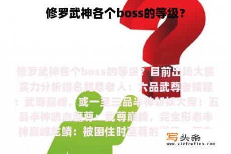 修罗武神各个boss的等级？