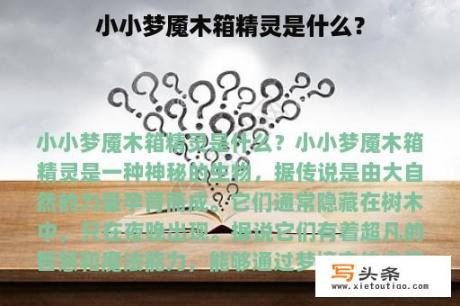 小小梦魇木箱精灵是什么？