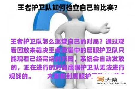 王者护卫队如何检查自己的比赛？