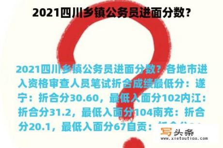 2021四川乡镇公务员进面分数？