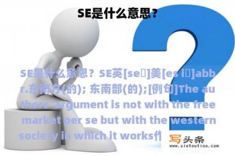 SE是什么意思？