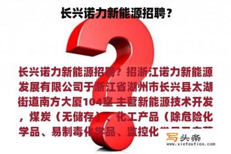 长兴诺力新能源招聘？