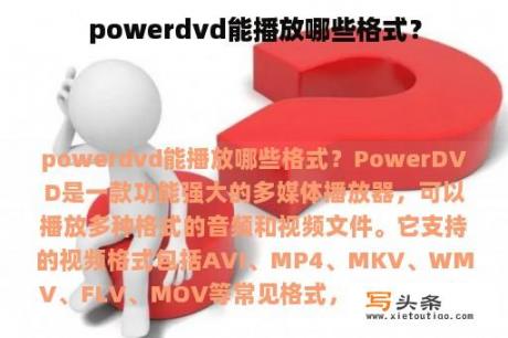 powerdvd能播放哪些格式？