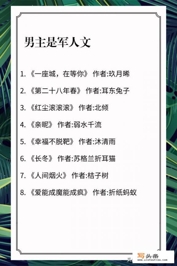 哪位好心人能推荐几本男主是军人或警察的言情小讲？