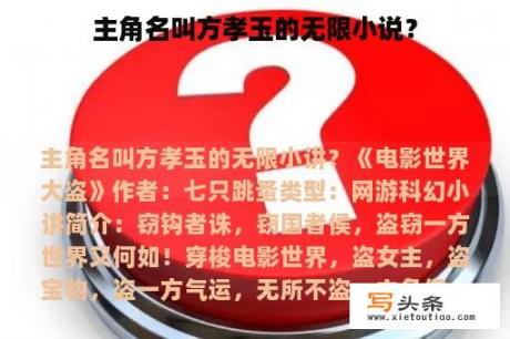 主角名叫方孝玉的无限小说？