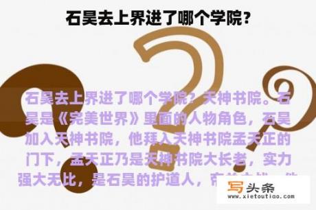 石昊去上界进了哪个学院？