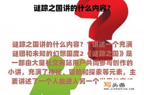 谜踪之国讲的什么内容？