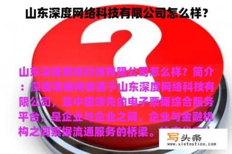 山东深度网络科技有限公司怎么样？