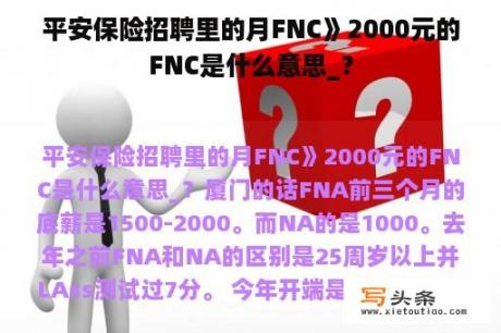 平安保险招聘里的月FNC》2000元的FNC是什么意思_？