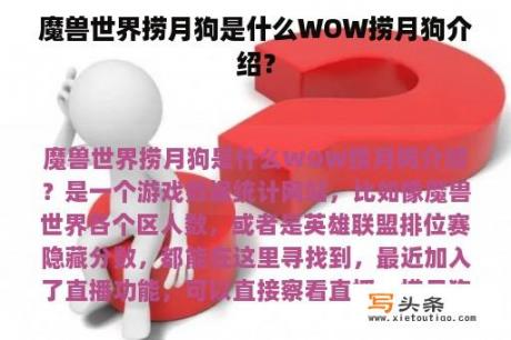 魔兽世界捞月狗是什么WOW捞月狗介绍？